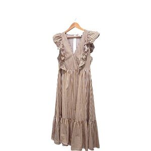 Sugarlips tan/light brown and white sleeveless ruffle dress size large